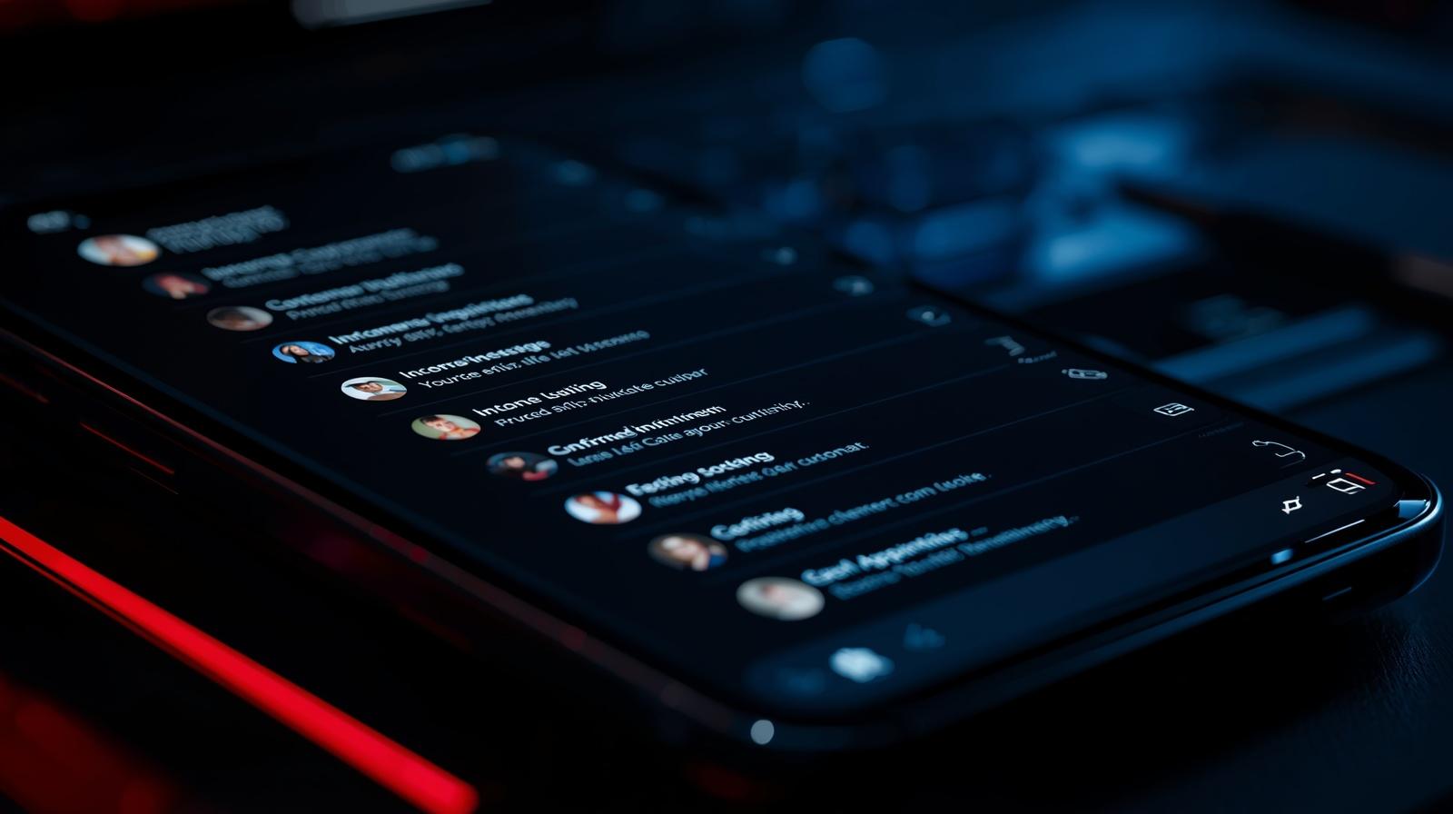 Phone screen showing incoming customer inquiries and booked appointments