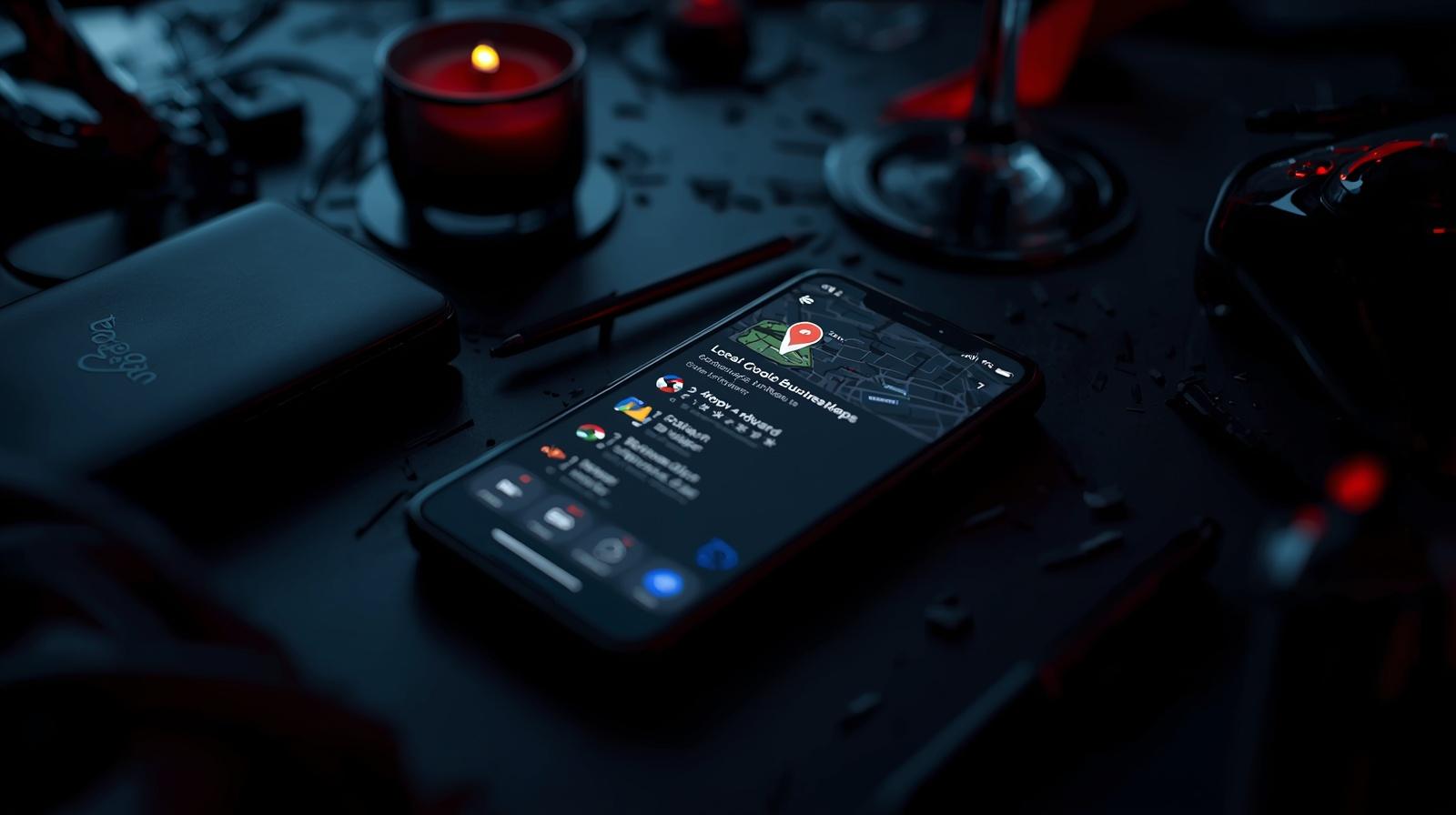 Smartphone showing Google Maps with a local contractor business ranked at the top